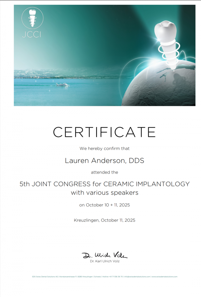 Dr. Anderson SDS 2025 Certifcation