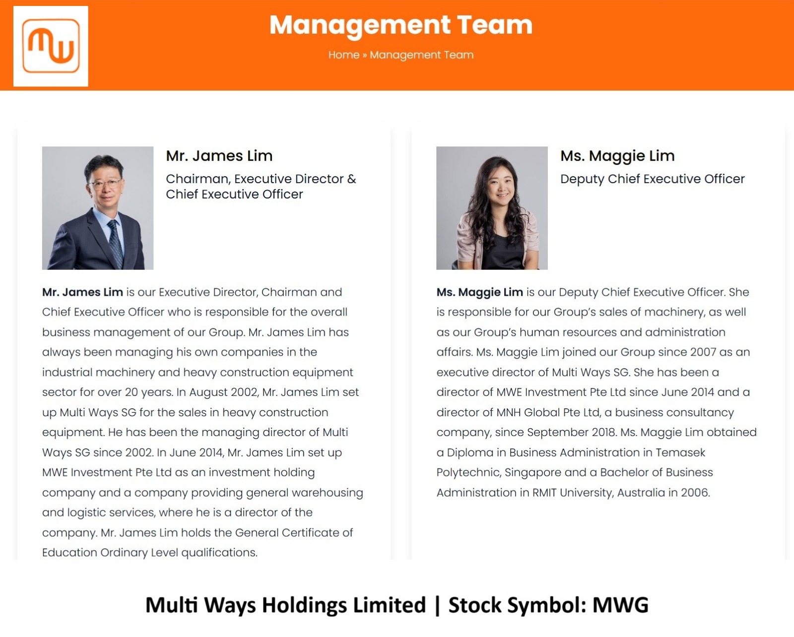 $MWG Multi Ways Holdings Limited (NYSE: MWG)